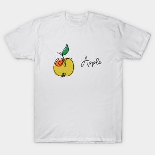 Apple with leaf continuous one line drawing T-Shirt